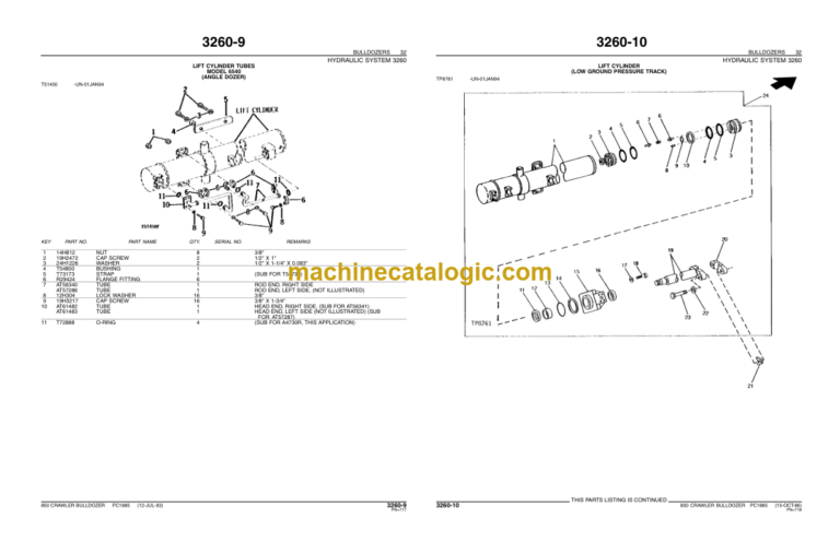 John Deere 850 CRAWLER BULLDOZER Parts Catalog