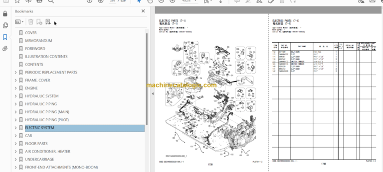 Hitachi ZX220W-7 Wheeled Excavator Parts Catalog & Equipment Components Parts Catalog