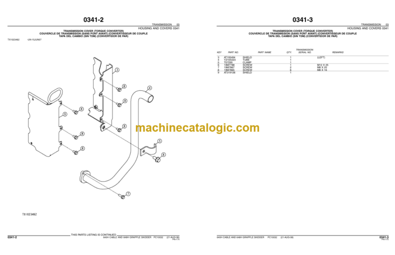 John Deere 640H 648H SKIDDERS Parts Catalog