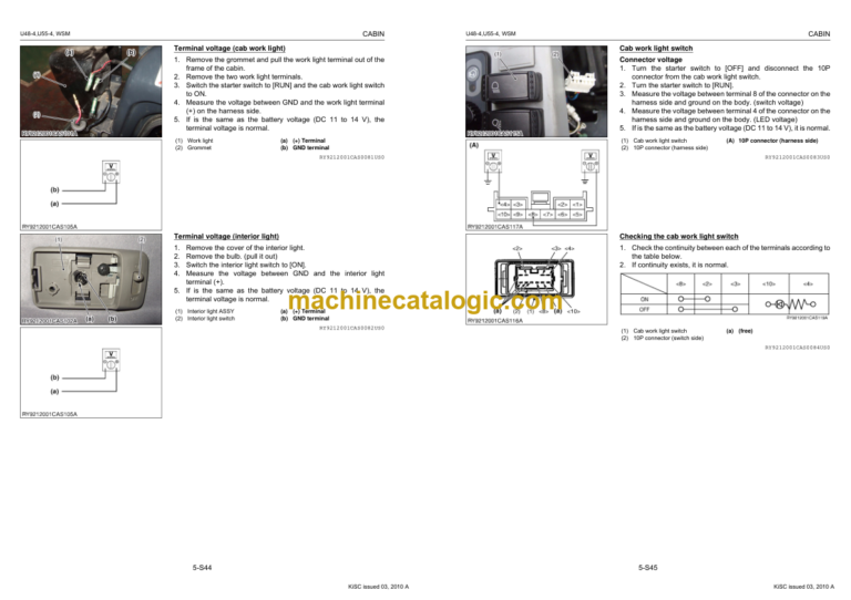 Kubota U48-4 U55-4 KiSC Excavator issued 03-2010 A Workshop Manual