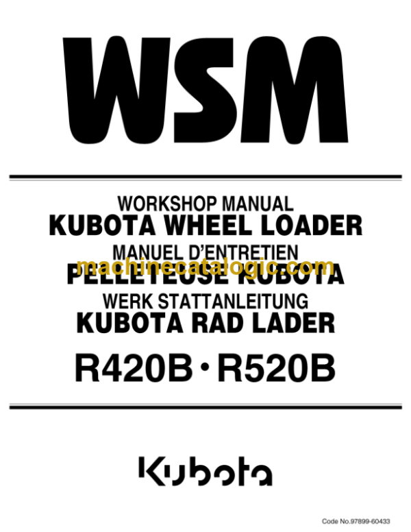 Kubota R20 R420B R520B Wheel Loader Workshop Manual