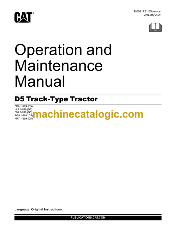 CAT D5 Track-Type Tractor Operation and Maintenance Manual