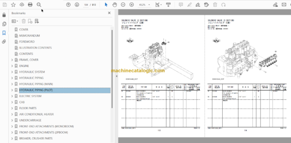 Hitachi ZX225US-5B ZX225USLC-5B Hydraulic Excavator Parts Catalog & Equipment Components Parts Catalog