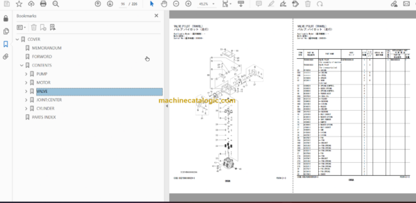 Hitachi ZX225US-5B ZX225USLC-5B Hydraulic Excavator Parts Catalog & Equipment Components Parts Catalog