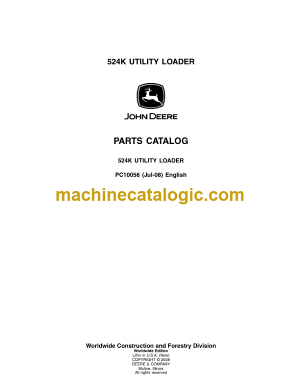 John Deere 524K UTILITY LOADER Parts Catalog