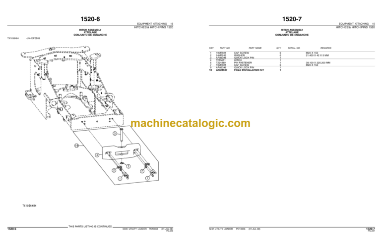 John Deere 524K UTILITY LOADER Parts Catalog