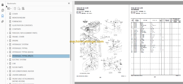 Hitachi ZX225US-6 Hydraulic Excavator Parts Catalog & Equipment Components Parts Catalog