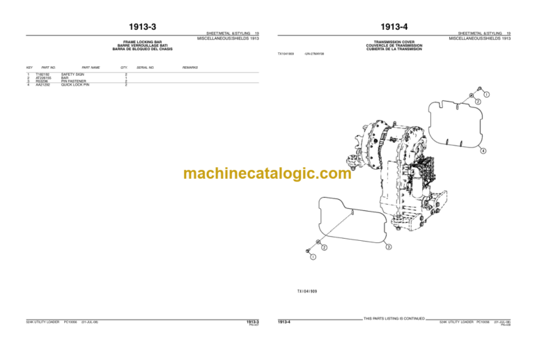 John Deere 524K UTILITY LOADER Parts Catalog