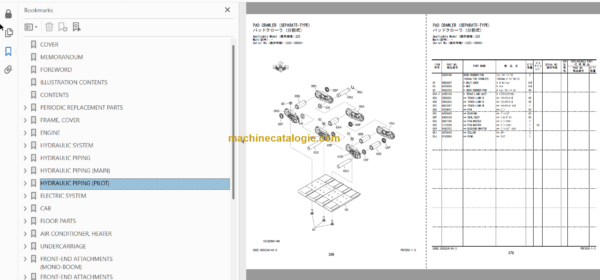 Hitachi ZX225US-6 Hydraulic Excavator Parts Catalog & Equipment Components Parts Catalog