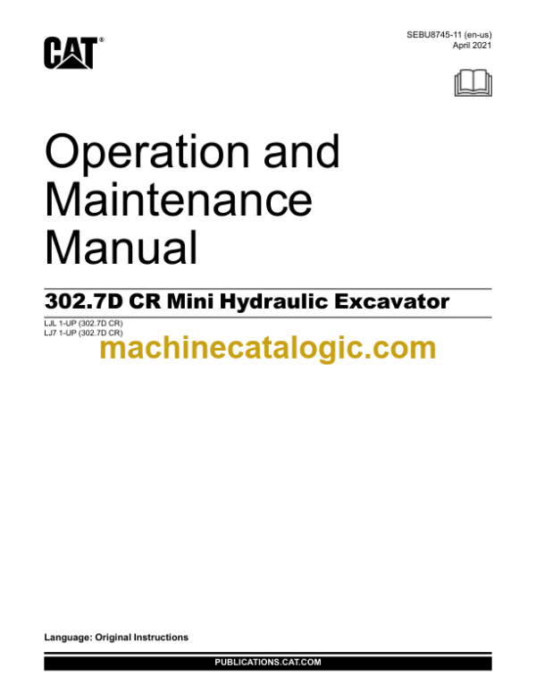 CAT 302.7D Mini Hydraulic Excavator Operation and Maintenance Manual