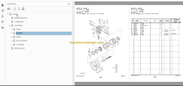 Hitachi ZX225US-6 Hydraulic Excavator Parts Catalog & Equipment Components Parts Catalog