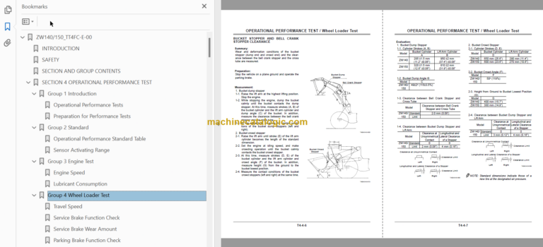 Hitachi ZW140 ZW150 Wheel Loader Technical and Workshop Manual