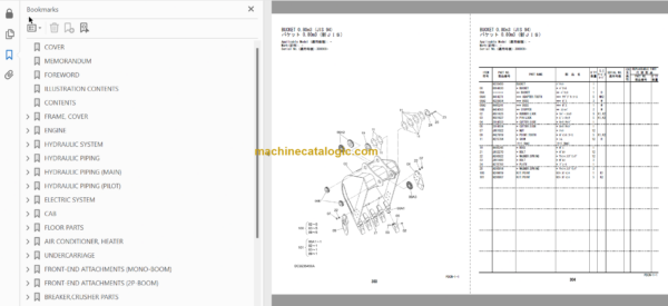 Hitachi ZX225USLC-5B Hydraulic Excavator Parts Catalog & Equipment Components Parts Catalog