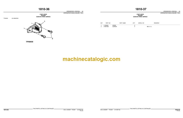 John Deere 844J LOADER Parts Catalog
