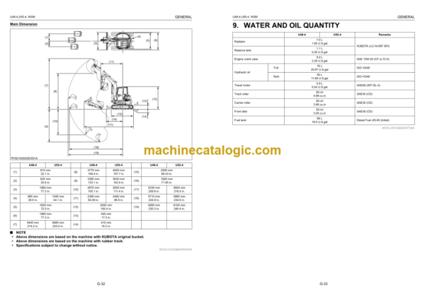 Kubota U48-4 U55-4 Excavator Workshop Manual