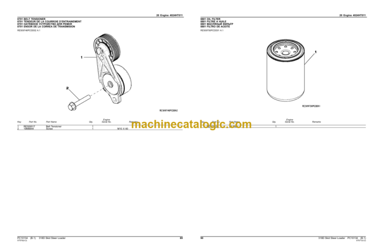 John Deere 318D Skid Steer Loader Parts Catalog