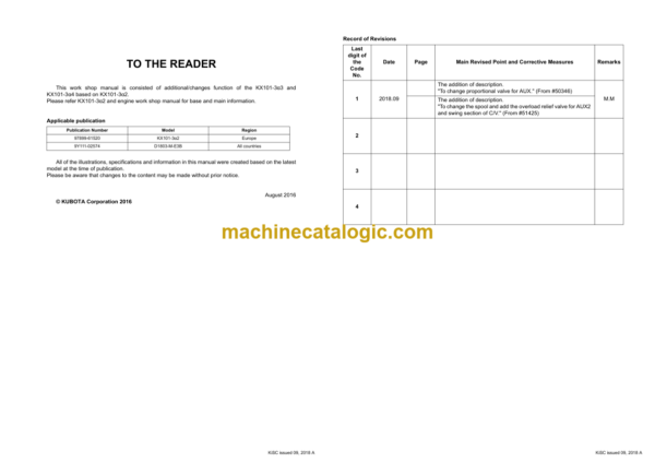 Kubota KX101-3 alpha 4 Excavator Workshop Manual