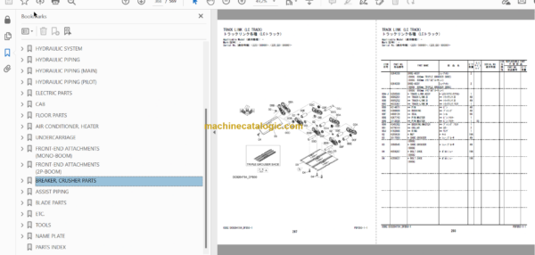 Hitachi ZX225USLC-6 Hydraulic Excavator Parts Catalog & Equipment Components Parts Catalog