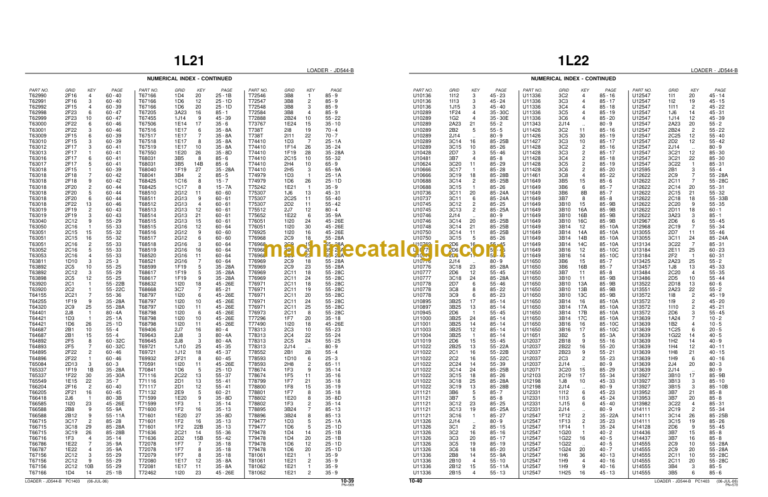 John Deere JD544-B LOADER Parts Catalog