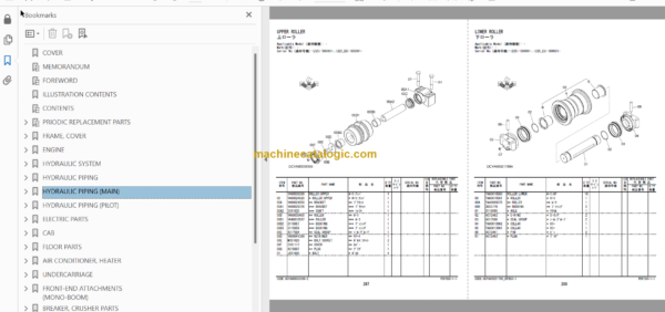 Hitachi ZX225USRLC-6 Hydraulic Excavator Parts Catalog & Equipment Components Parts Catalog