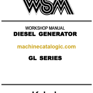 Kubota GL SERIES DIESEL GENEREATOR Workshop Manual