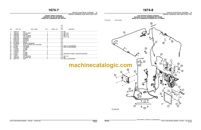 John Deere 670D 672D MOTOR GRADERS Parts Catalog