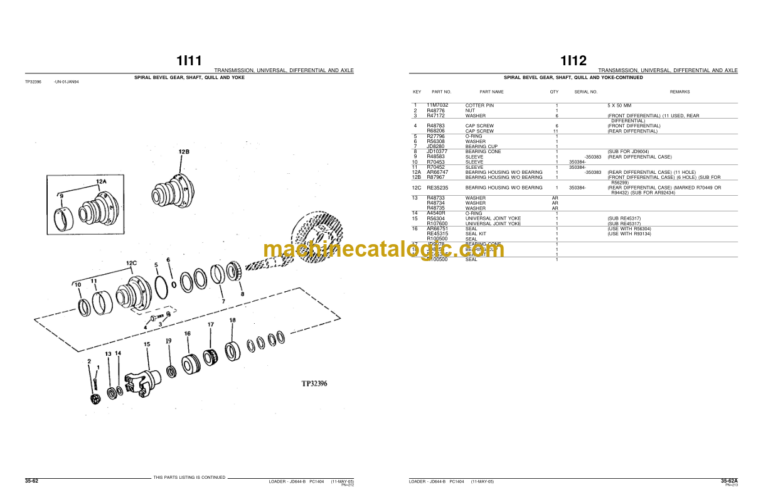John Deere JD644-B LOADER Parts Catalog