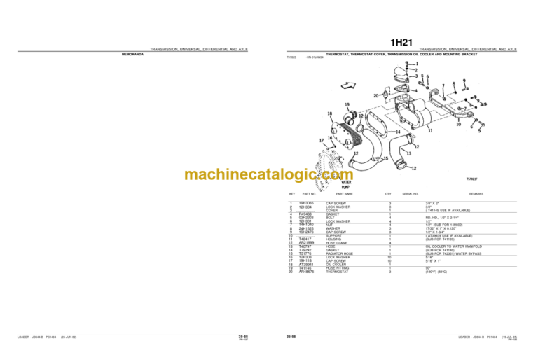 John Deere JD644-B LOADER Parts Catalog