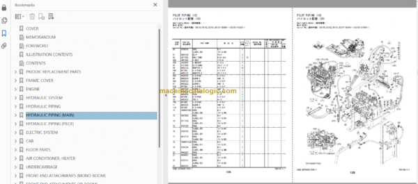 Hitachi ZX250LC-6 ZX250LCN-6 Hydraulic Excavator Parts Catalog & Engine and Equipment Components Parts Catalog