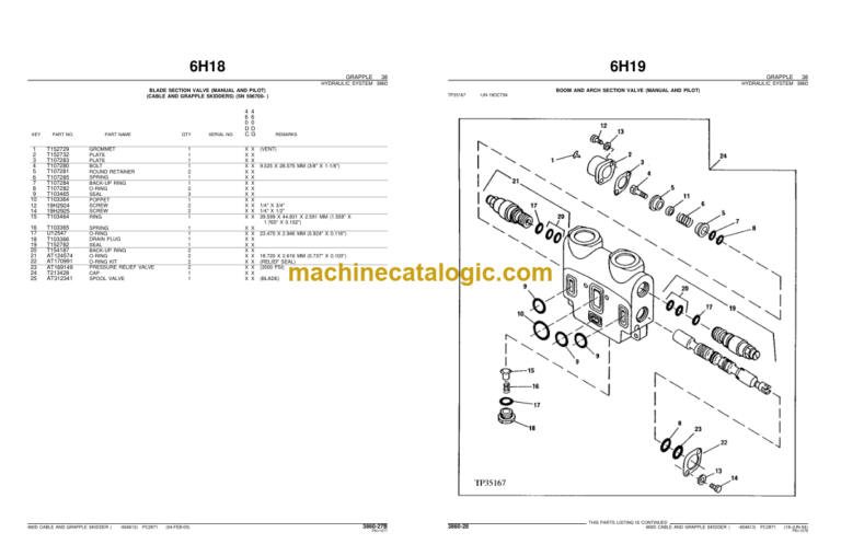 John Deere 460D CABLE AND GRAPPLE SKIDDER Parts Catalog (S.N. -604613)