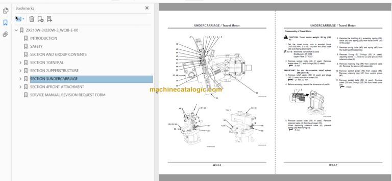 Hitachi ZX210W-3 ZX220W-3 Wheeled Excavator Technical and Workshop Manual