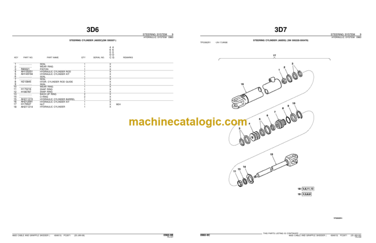 John Deere 460D CABLE AND GRAPPLE SKIDDER Parts Catalog (S.N. -604613)