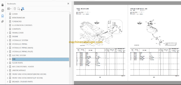 Hitachi ZX290LC-5B ZX290LCN-5B Hydraulic Excavator Parts Catalog & Equipment Components Parts Catalog