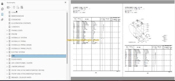 Hitachi ZX290LC-5B ZX290LCN-5B Hydraulic Excavator Parts Catalog & Equipment Components Parts Catalog