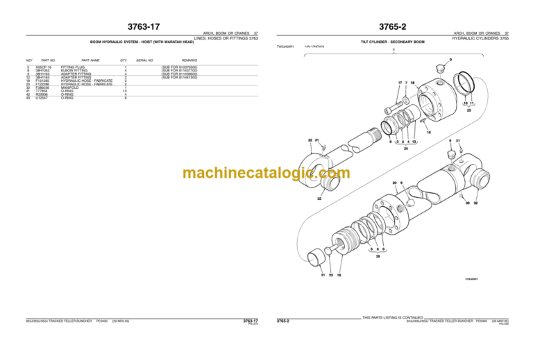 John Deere 853J 903J 953J Track Feller Buncher Parts Catalog