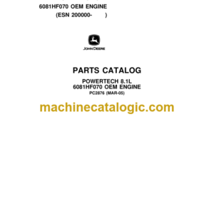 John Deere POWERTECH 8.1L 6081HF070 OEM ENGINE Loaders Parts Catalog