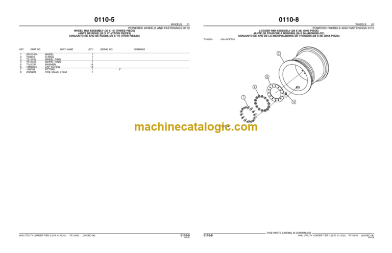 John Deere 644J UTILITY LOADER Parts Catalog