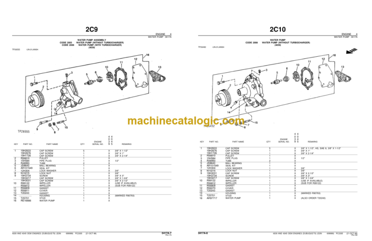 John Deere 4039 and 4045 OEM Engines (Dubuque) Parts Catalog