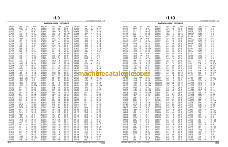 John Deere 410 BACKHOE LOADER Parts Catalog