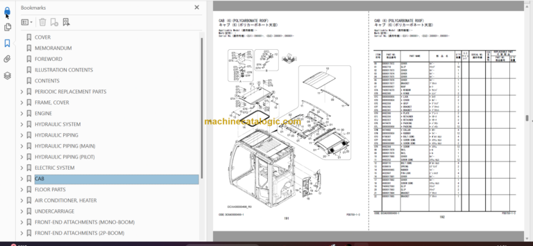 Hitachi ZX350LC-7 ZX350LCN-7 Hydraulic Excavator Parts Catalog & Equipment Components Parts Catalog