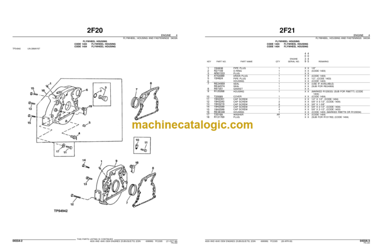 John Deere 4039 and 4045 OEM Engines (Dubuque) Parts Catalog