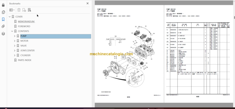 Hitachi ZX350LC-7 ZX350LCN-7 Hydraulic Excavator Parts Catalog & Equipment Components Parts Catalog