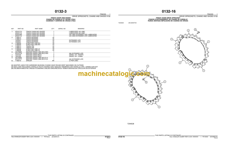 John Deere 750J CRAWLER DOZER Parts Catalog