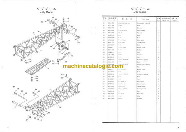 Hitachi PD80 Crawler Crane Parts Catalog