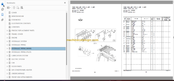 Hitachi ZX490LCH-6 ZX530LCH-6 Hydraulic Excavator Parts Catalog & Engine and Equipment Components Parts Catalog