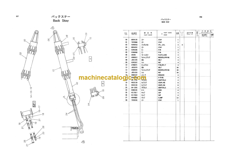 Hitachi PD Pile Driver Basic Machine Front Parts Catalog