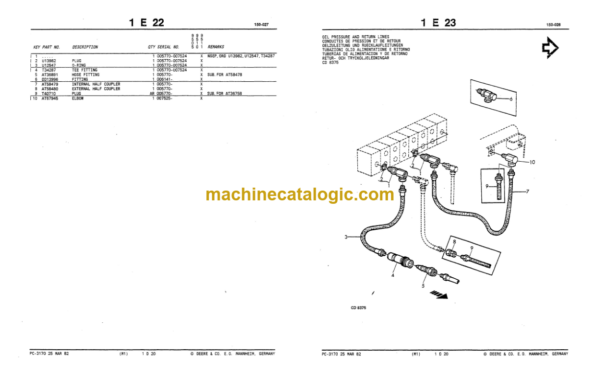 John Deere 9505 9510 9511 BACKHOES Parts Catalog