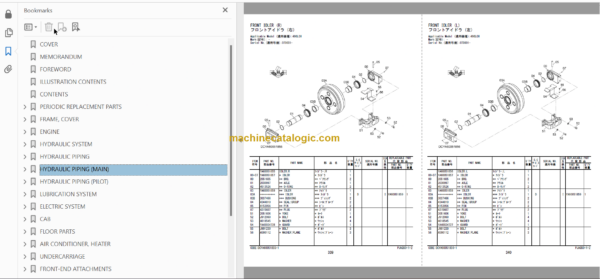 Hitachi ZX490LCH-7 ZX530LCH-7 Hydraulic Excavator Parts Catalog & Equipment Components Parts Catalog