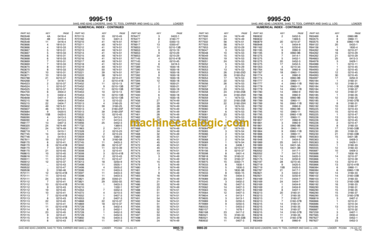 John Deere 544G AND 624G LOADERS 544G TC TOOL CARRIER AND 544G LL LOG LOADER Parts Catalog