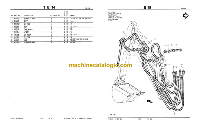 John Deere 9505 9510 9511 BACKHOES Parts Catalog